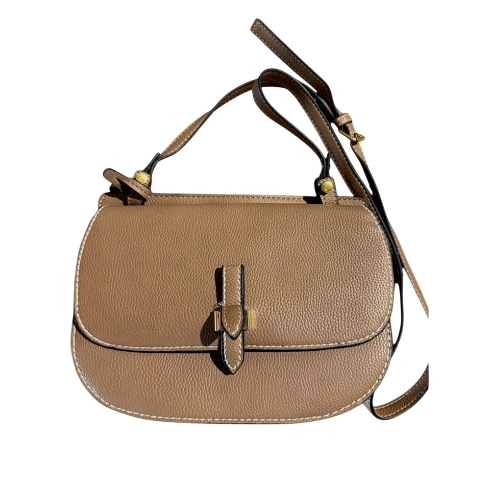 London Fog Crossbody Saddle‎ Bag Women Small Tan Pebbled Faux Leather
Classic